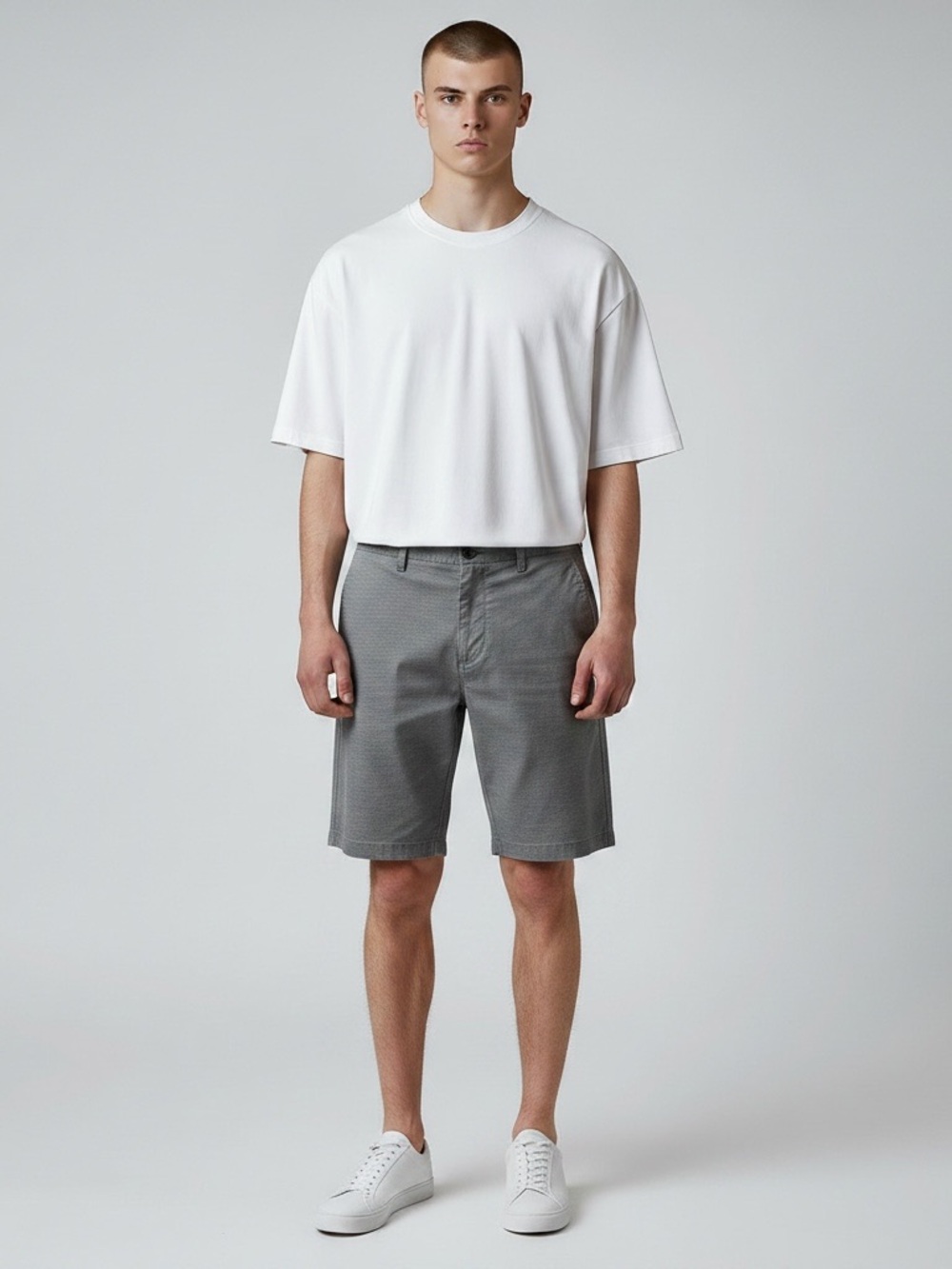 Men's Flat Front 8” Grey Shorts — Modern Everyday Style
